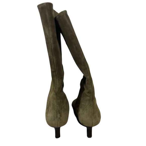 Vince Beverly Suede Square Toe Boots Olive Green 9 - Picture 7 of 9